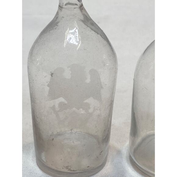 7 Antique Etched Clear Glass Cream Test Bottles of Volumetric Beakers - Picture 5 of 14
